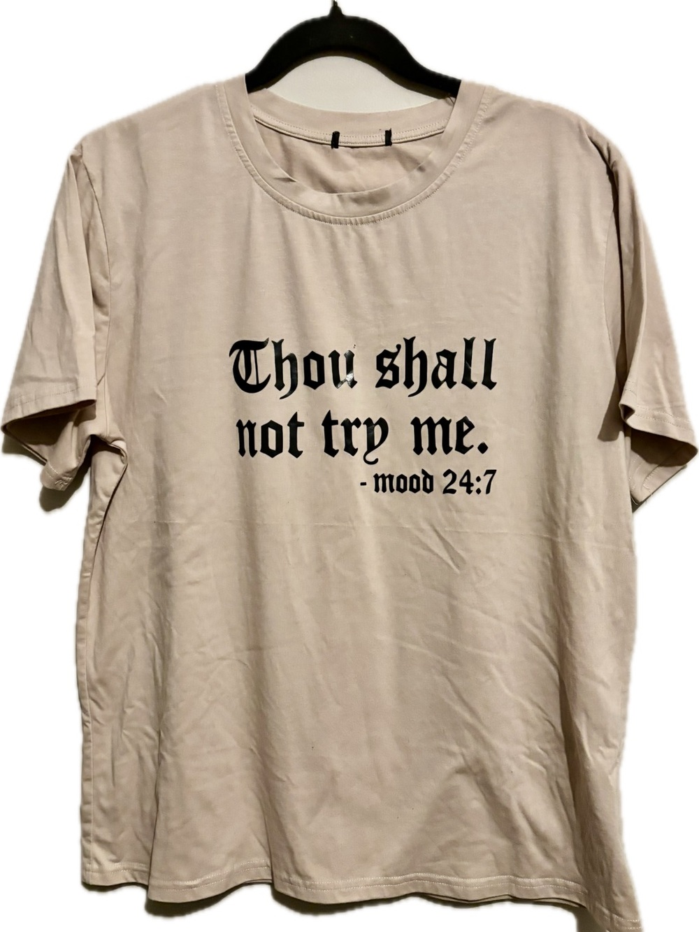 Mood 24:7 "Thou Shall Not Try Me" Beige Graphic Men's Tee